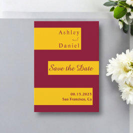 Elegante minimale Bourgondische en gouden moderne Save The Date