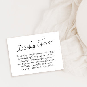 Elegante, minimale bridal Display Shower Cadeaukaa Informatiekaartje