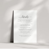 Elegante minimale bruiloft details informatiekaartje