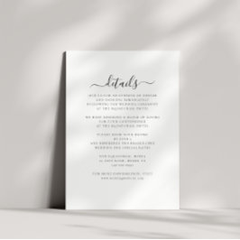 Elegante minimale bruiloft details informatiekaartje