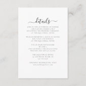 Elegante minimale bruiloft details informatiekaartje (Voorkant)