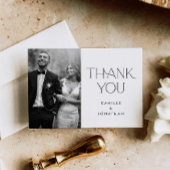 Elegante Minimale Bruiloft Foto Dank u kaart