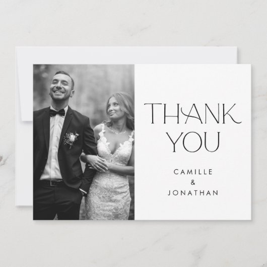 Elegante Minimale Bruiloft Foto Dank u kaart (Voorkant)