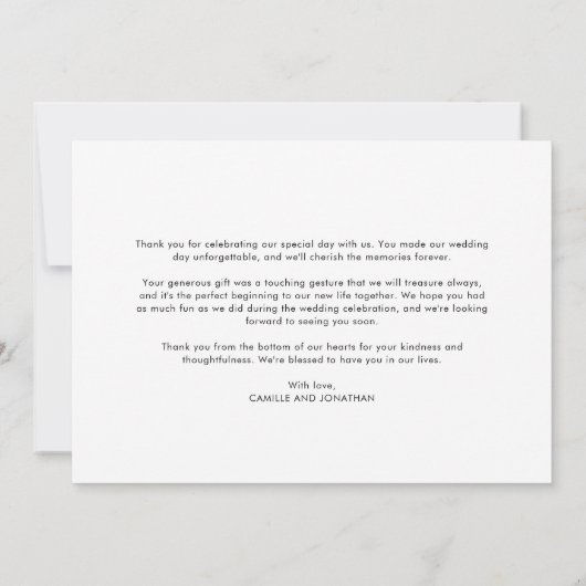 Elegante Minimale Bruiloft Foto Dank u kaart (Achterkant)