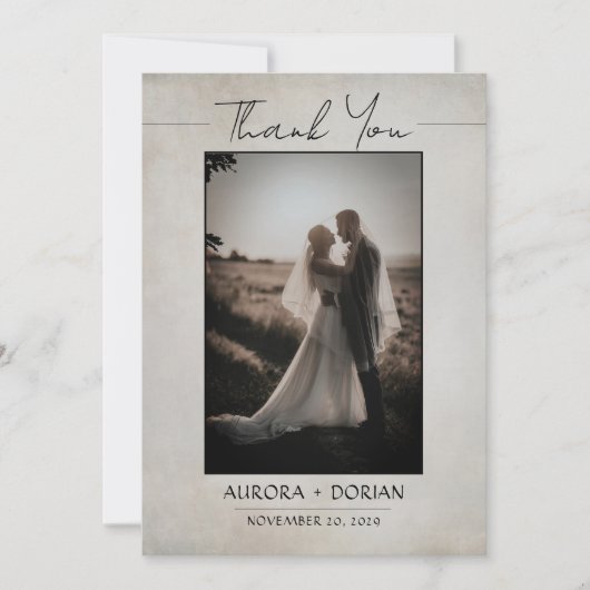 Elegante minimale bruiloft foto dank u kaart (Voorkant)