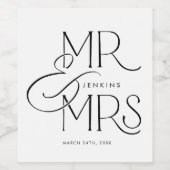 Elegante minimale bruiloft gepersonaliseerd wijn etiket (Enkel label)