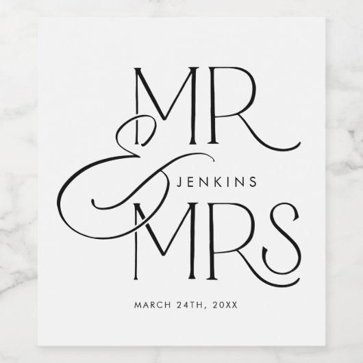 Elegante minimale bruiloft gepersonaliseerd wijn etiket