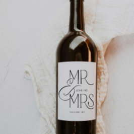 Elegante minimale bruiloft gepersonaliseerd wijn etiket