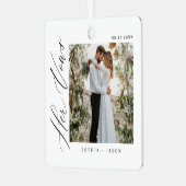 Elegante minimale bruiloft Haar Geloften Koppels F Metalen Ornament (Voorkant links)