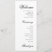 Elegante minimale bruiloft programmakaart (Voorkant)