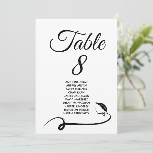 Elegante minimale bruiloft tafel Zitkaart Kaarten (Staand voorkant)