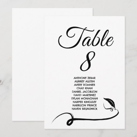 Elegante minimale bruiloft tafel Zitkaart Kaarten (Voorkant / Achterkant)