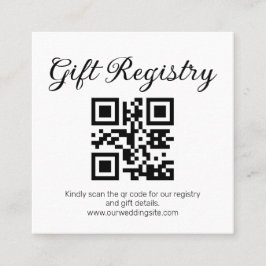 elegante minimale cadeau registratie qr code bruil vierkante visitekaartje