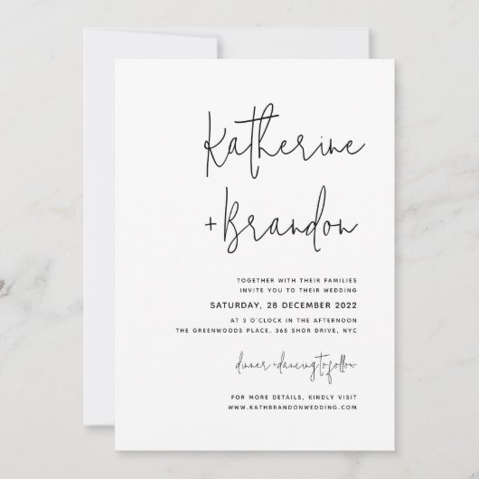 Elegante minimale Casual Script foto bruiloft Kaart (Voorkant)