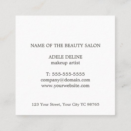 Elegante minimale chique make-up artiest schoonhei vierkante visitekaartje (Achterkant)