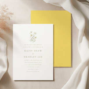Elegante minimale Daisy Bloemen bruiloft Kaart