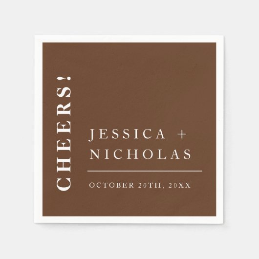 Elegante minimale donkerbruine moderne bruiloft servet (Voorkant)