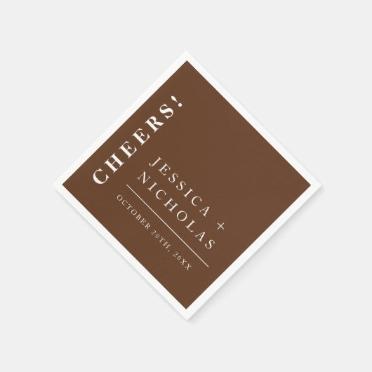 Elegante minimale donkerbruine moderne bruiloft servet (Hoek)