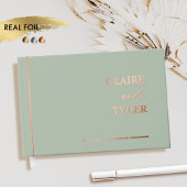 Elegante, minimale echte Folie en Bleke groene bru Gastenboek