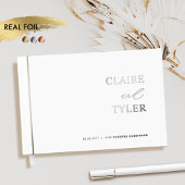 Elegante, minimale echte Folie en witte bruiloft Gastenboek