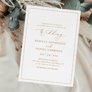 Elegante minimale eenvoudige bruiloft uitnodiginge kaart