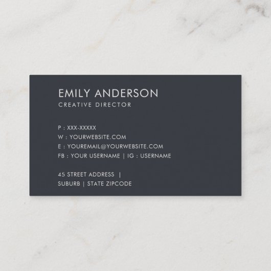 ELEGANTE MINIMALE EENVOUDIGE MODERNE WITTE MARINE  VISITEKAARTJE (Achterkant)