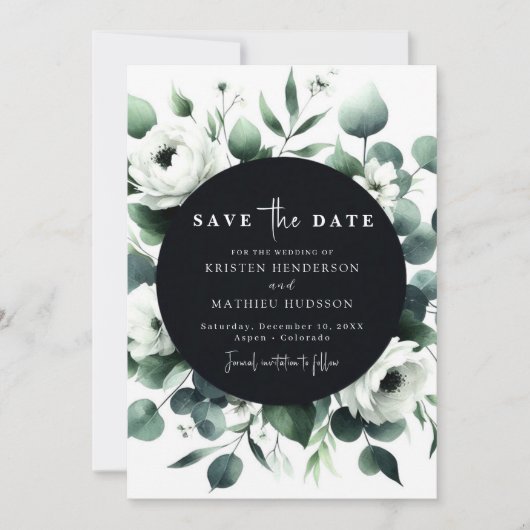 Elegante minimale eucalyptus digitale bruiloft save the date (Voorkant)