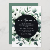 Elegante minimale eucalyptus digitale bruiloft save the date (Voorkant / Achterkant)