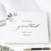 Elegante minimale, Eucalyptus groen bruiloft Gastenboek