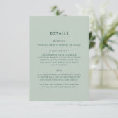 Elegante minimale eucalyptus groen bruiloft informatiekaartje (Staand voorkant)