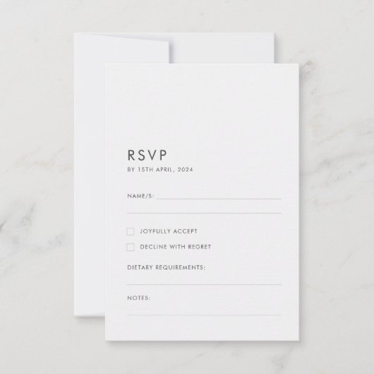 Elegante minimale eucalyptus groen bruiloft RSVP kaartje (Voorkant)