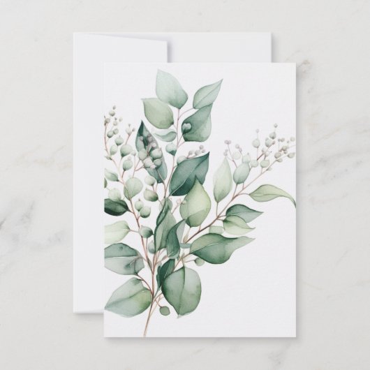Elegante minimale eucalyptus groen bruiloft RSVP kaartje (Achterkant)