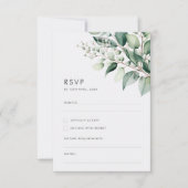 Elegante minimale eucalyptus groen bruiloft RSVP kaartje (Voorkant)