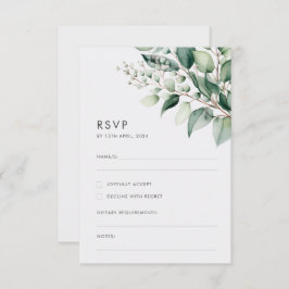 Elegante minimale eucalyptus groen bruiloft RSVP kaartje