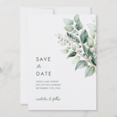Elegante minimale eucalyptus groen bruiloft save the date (Voorkant)