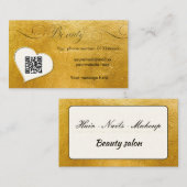 Elegante minimale faux goud Qr code schoonheidssal Visitekaartje (Voorkant / Achterkant)