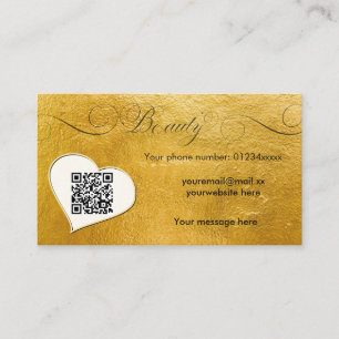 Elegante minimale faux goud Qr code schoonheidssal Visitekaartje