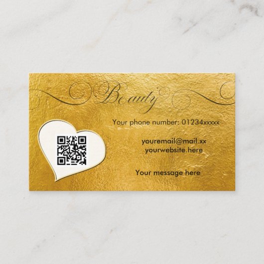 Elegante minimale faux goud Qr code schoonheidssal Visitekaartje (Voorkant)