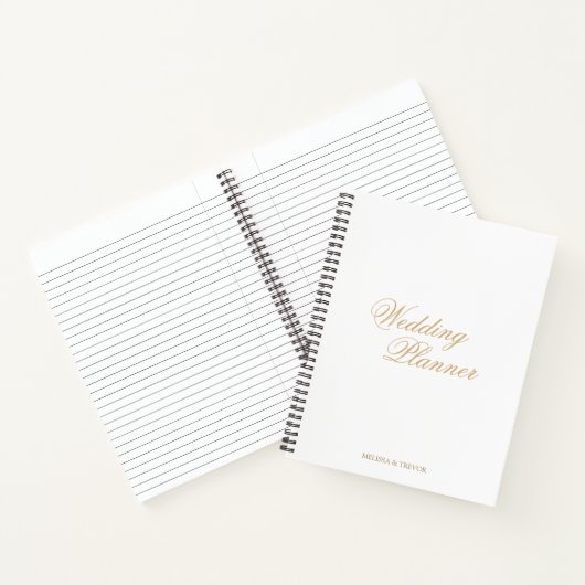 Elegante minimale formele Gold Script Wedding Plan Notitieboek (Binnen)