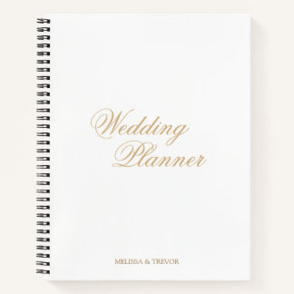 Elegante minimale formele Gold Script Wedding Plan Notitieboek