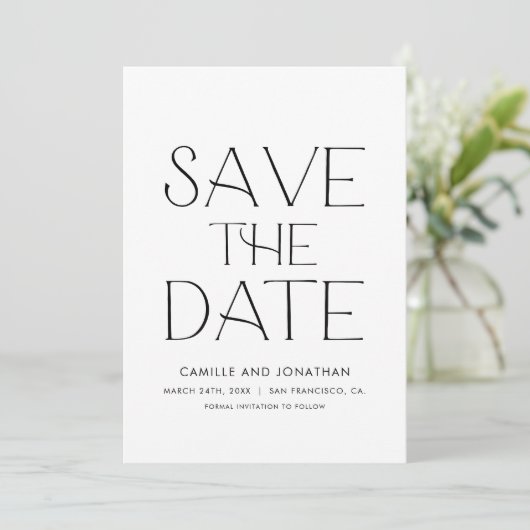 Elegante minimale foto Bewaar de datum Save The Date (Staand voorkant)
