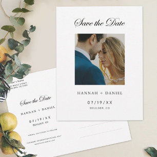 Elegante minimale foto Bewaar het Date Briefkaart