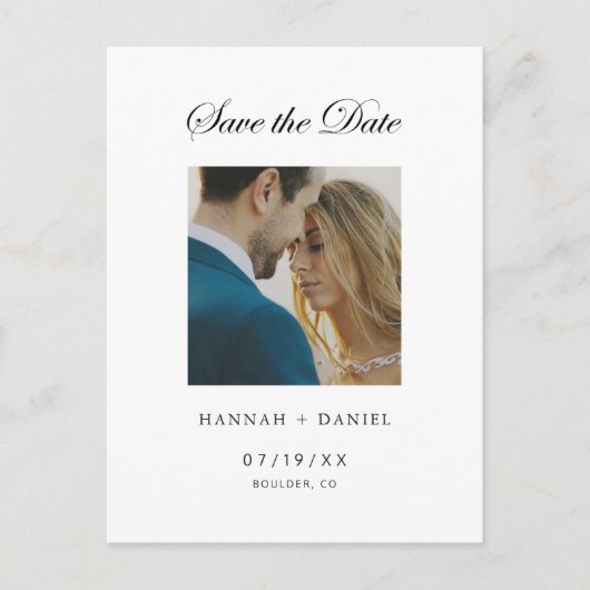 Elegante minimale foto Bewaar het Date Briefkaart (Voorkant)