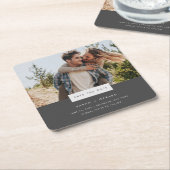 Elegante minimale foto bruiloft Bewaar de datum Kartonnen Onderzetters (Schuin)