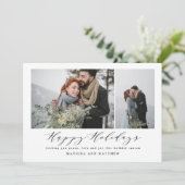 Elegante minimale fotocollage kerstscript feestdagenkaart (Staand voorkant)