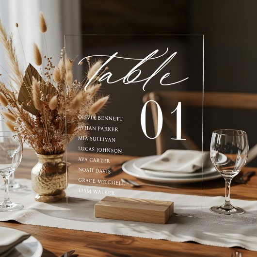 Elegante minimale gastennamen Zitelnummer Acryl Bord