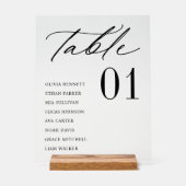 Elegante minimale gastnamen zitplaats tafelnummer acryl bord (Voorkant)