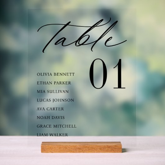 Elegante minimale gastnamen zitplaats tafelnummer acryl bord (Neutraal)