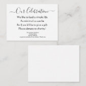 Elegante minimale geen cadeaus liefdadigheidsdonat informatiekaartje (Voorkant / Achterkant)