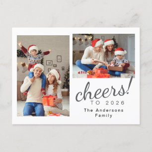 Elegante minimale gelukkige nieuwjaarsfamiliefoto feestdagenkaart